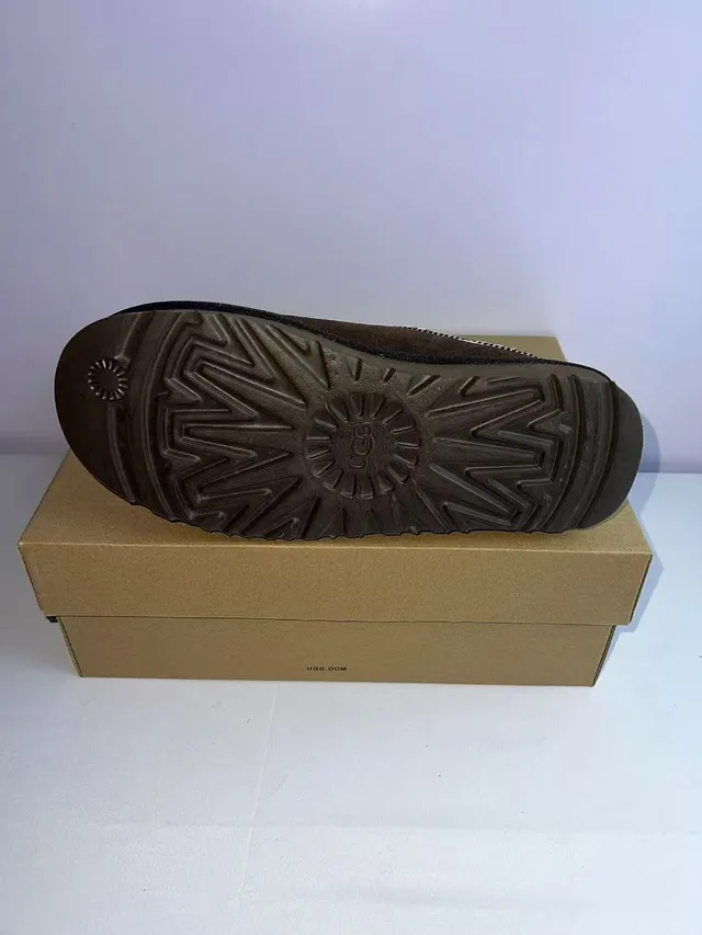 UGG Tasman Brown Gold Suede Upper Embroidered Trim Casual Shoes 2