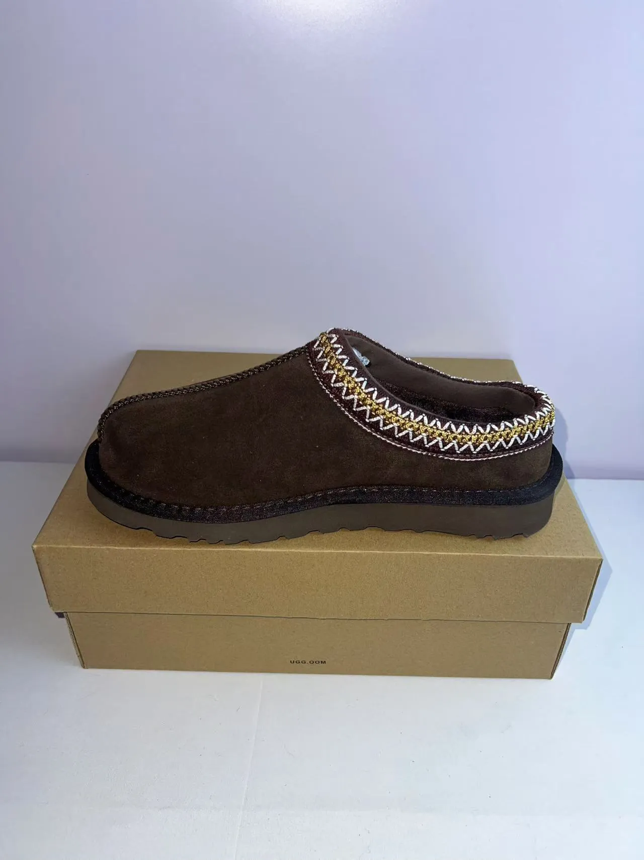 UGG Tasman Brown Gold Suede Upper Embroidered Trim Casual Shoes 4