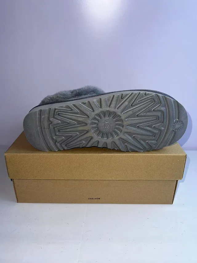 UGG Tasman Gris Beige Cuero de ante Superior Forro de Cordero Collar Zapatos Casuales 2