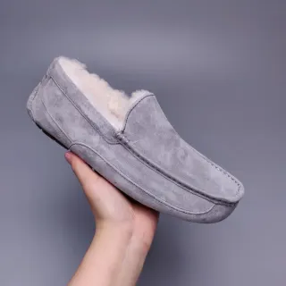 UGG Tasman 灰色麂皮羊毛里乐福鞋