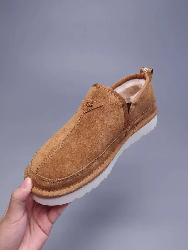 UGG Tasman Tan Suede Shearling-Lined Slip-On Loafers 10