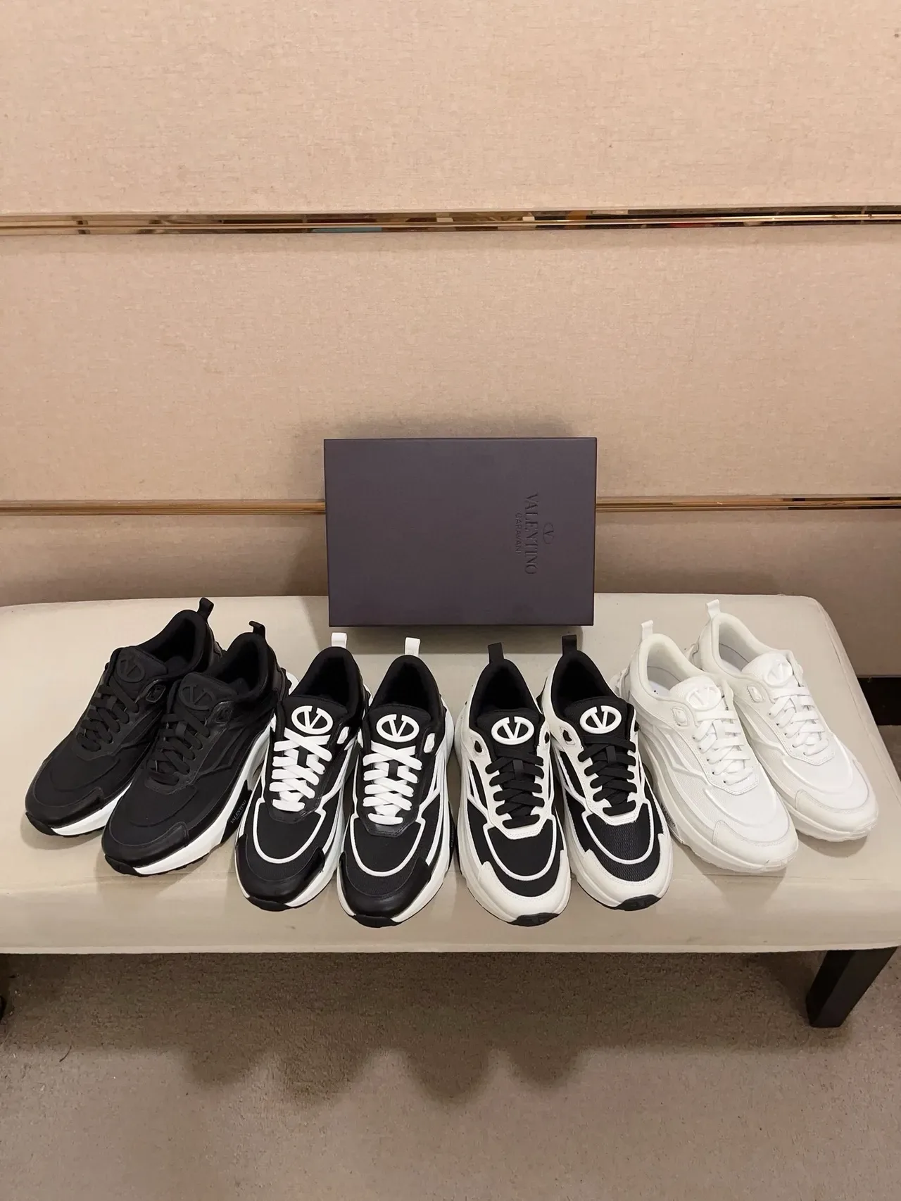 Valentino Black White Sole Mesh And Leather Upper Chunky Sneakers 2