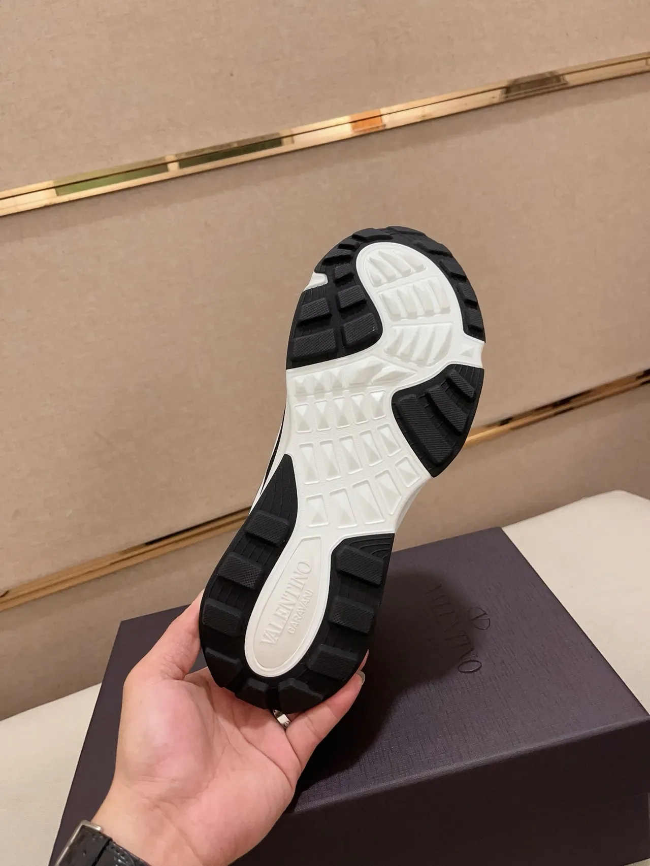 Valentino Black White Sole Mesh And Leather Upper Chunky Sneakers 3