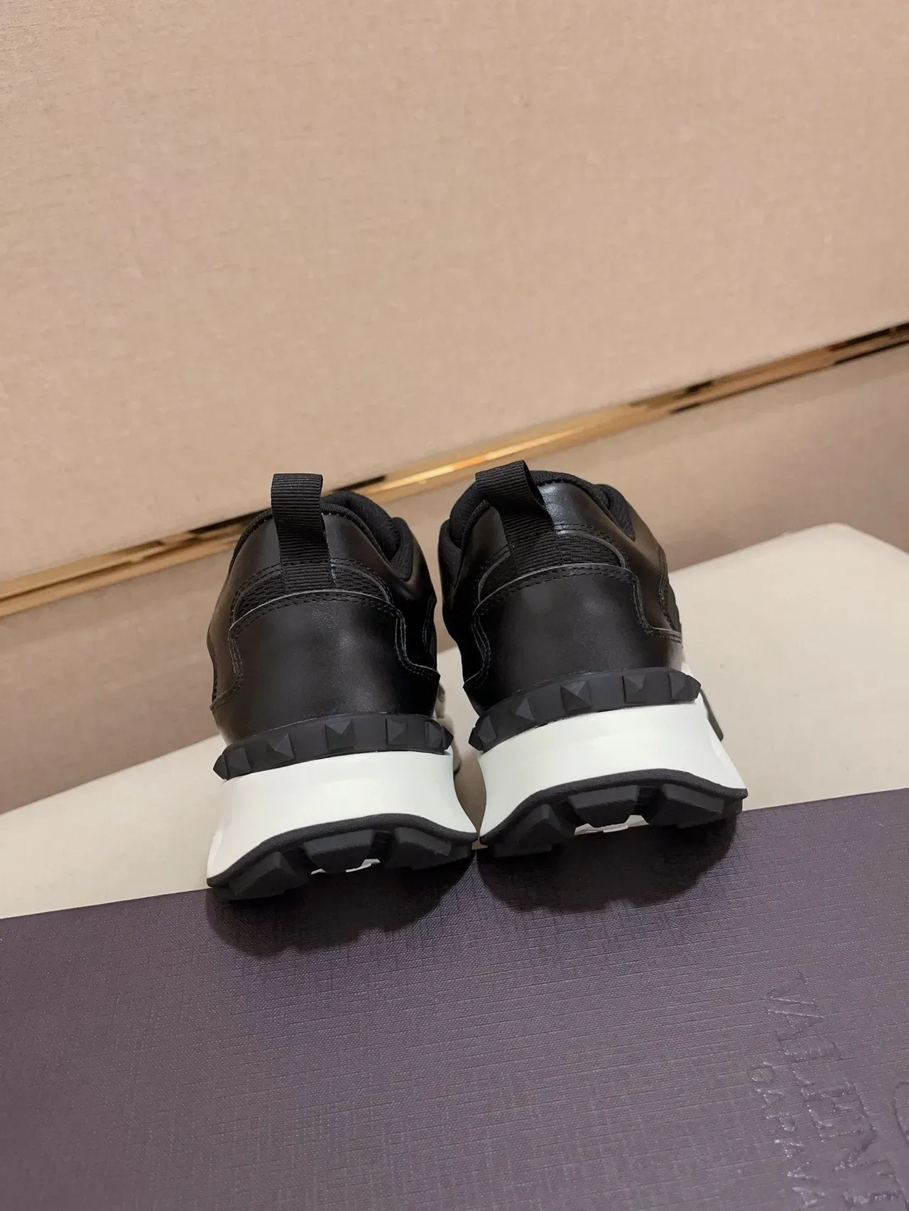 Valentino Black White Sole Mesh And Leather Upper Chunky Sneakers 4