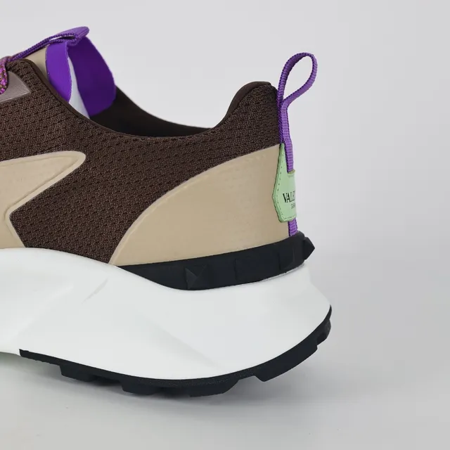 Valentino Marron Beige Construction Multi-Panels Semelle Sculptée Sneakers Chunky 4
