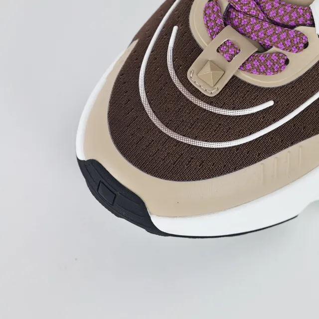Valentino Marron Beige Construction Multi-Panels Semelle Sculptée Sneakers Chunky 5