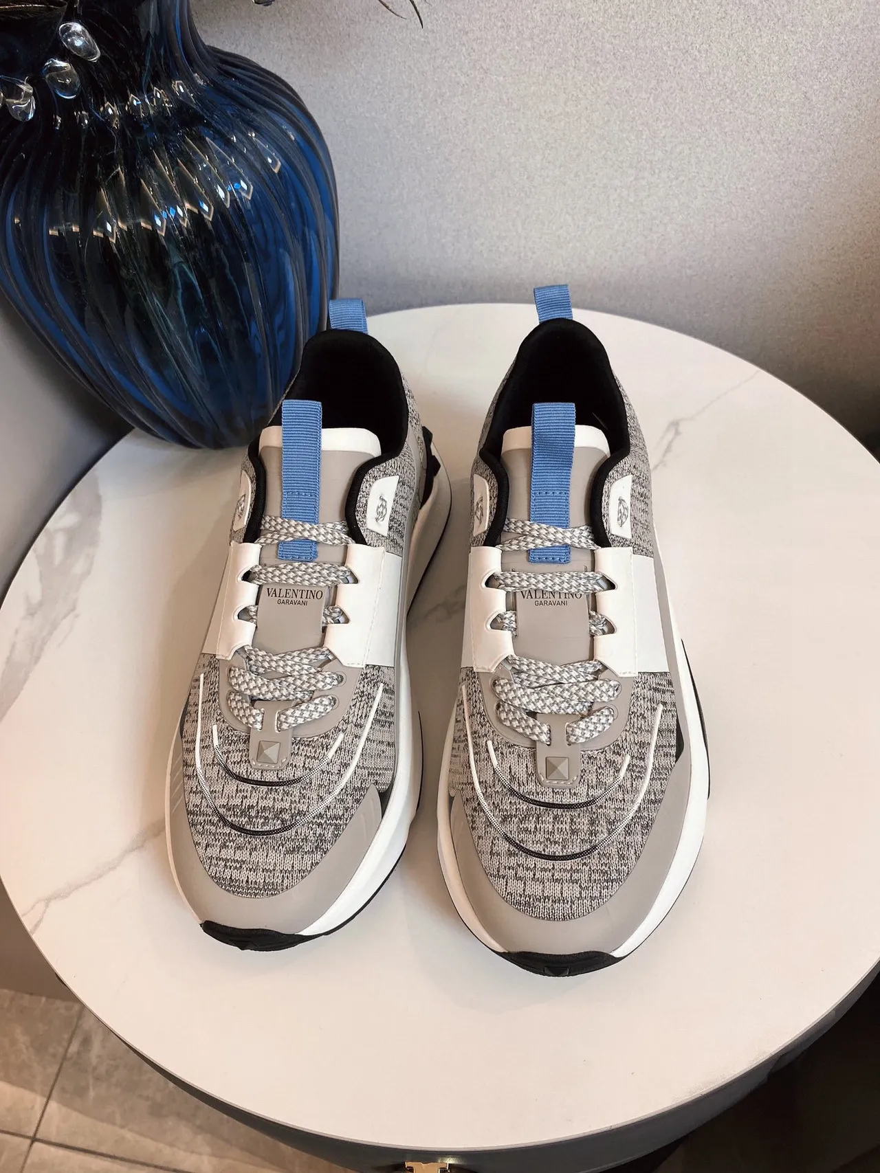 Valentino Gris Blanc Upper en maille Midsole sculpté Sneakers Chunky 3