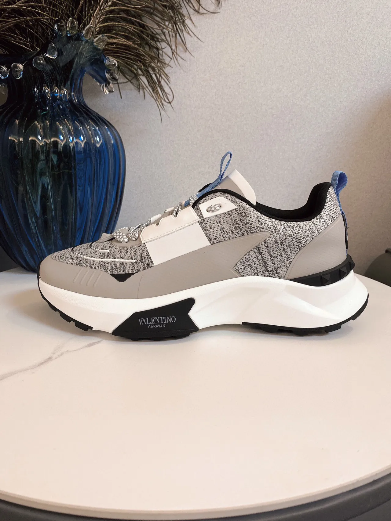 Valentino Gris Blanc Upper en maille Midsole sculpté Sneakers Chunky 5