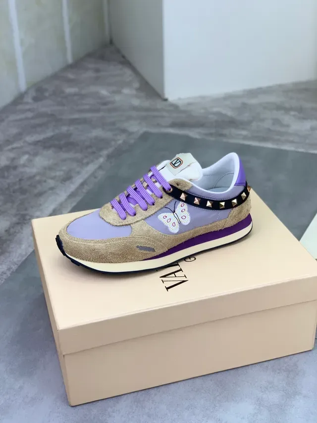 Valentino Rockstud बैंगनी भूरी मिश्रित सामग्री भव्य कढ़ाई लाइफस्टाइल स्नीकर 4
