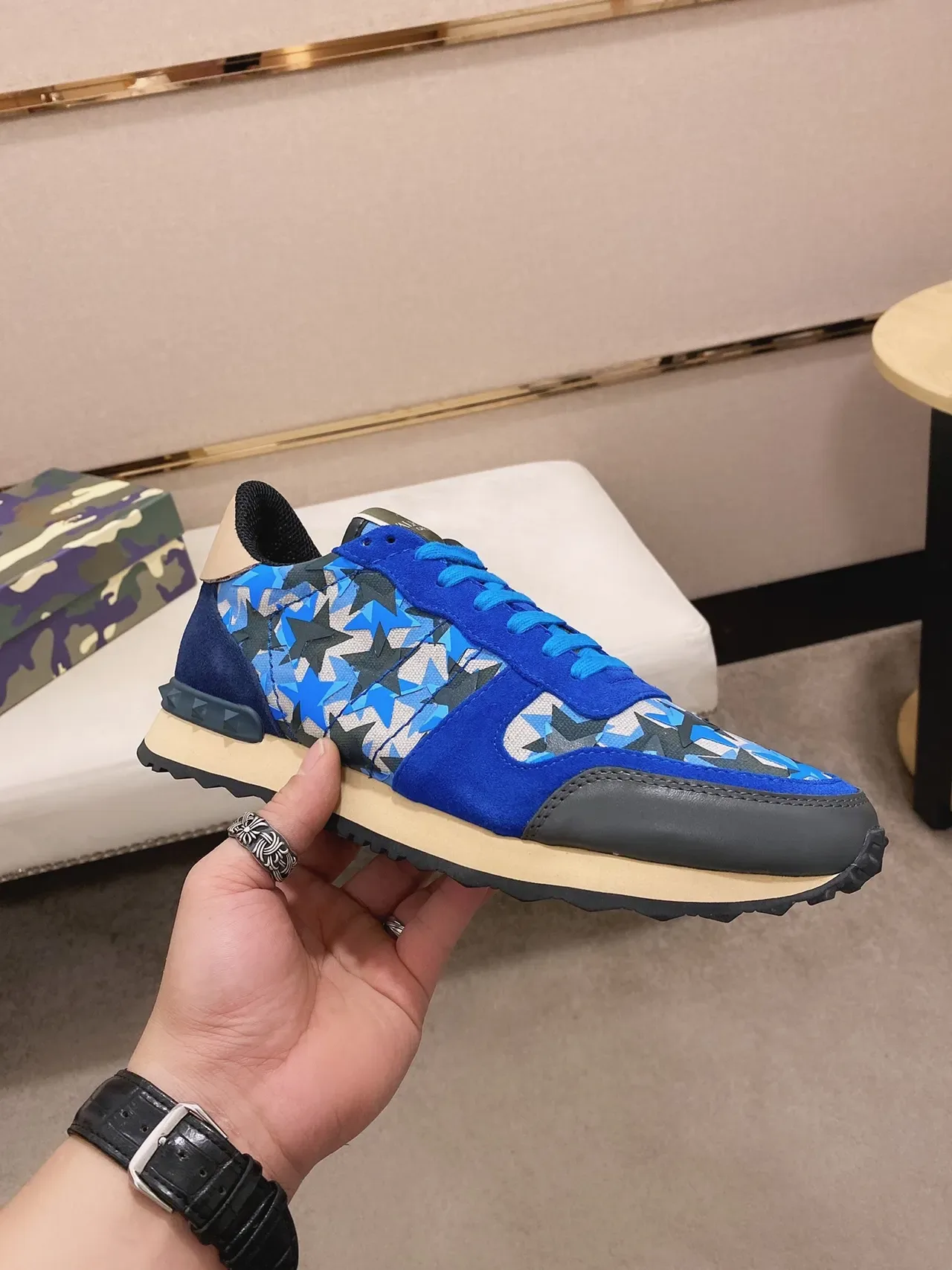Valentino Rockstud Runner Blue Star-Print Lifestyle Sneakers 8