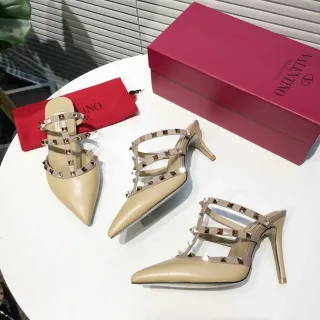 Valentino Rockstud Strappy Nude Leather Stilettos