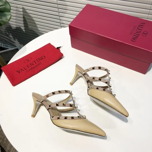 Valentino Rockstud Strappy Nude Leather Stilettos 4