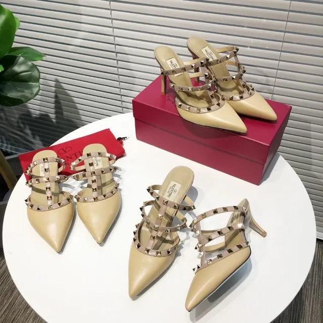 Valentino Rockstud Strappy Nude Leather Stilettos 5