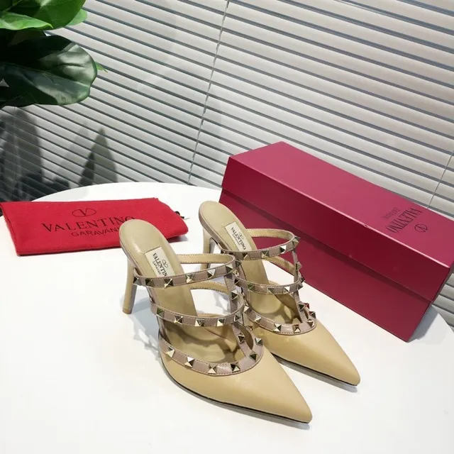 Valentino Rockstud Strappy Nude Leather Stilettos 6
