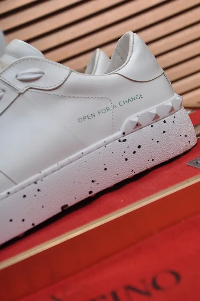 Valentino Rockstud White Leather Speckled Sole Lifestyle Sneakers 2