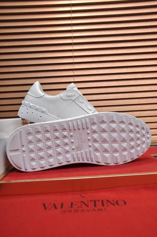 Valentino Rockstud White Leather Speckled Sole Lifestyle Sneakers 4