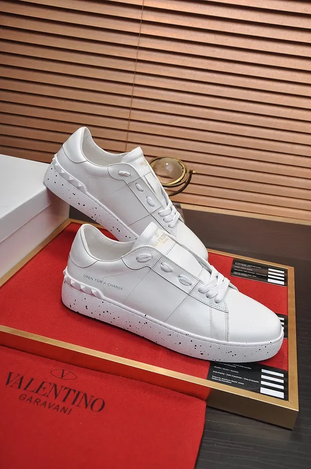 Valentino Rockstud White Leather Speckled Sole Lifestyle Sneakers 5