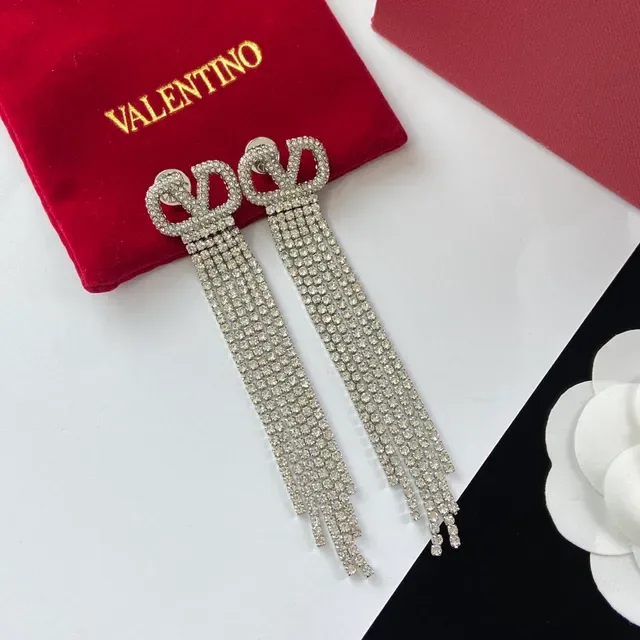 Valentino VLogo Crystal Fringe Tassel Earrings 5