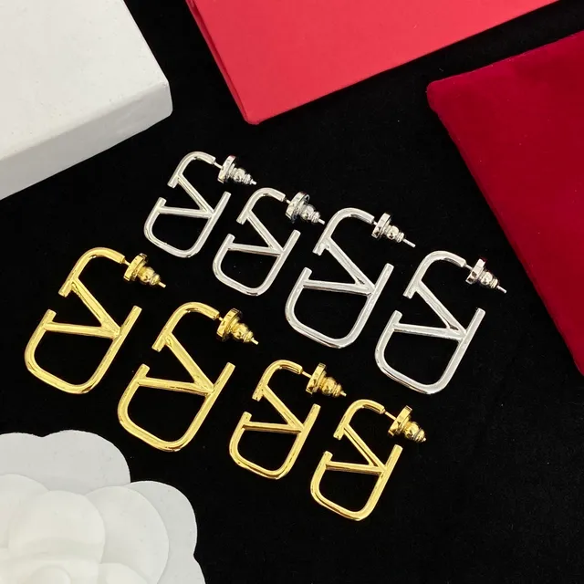 Valentino VLogo Geometric Open-Frame Stud Earrings 6
