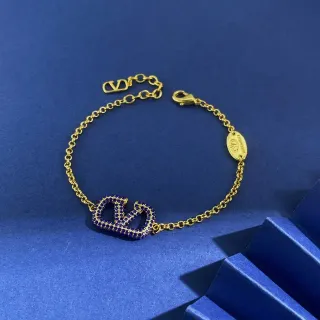 Valentino VLOGO Pavé নীল পাথর গোল্ড-টোন চেইন ব্রেসলেট