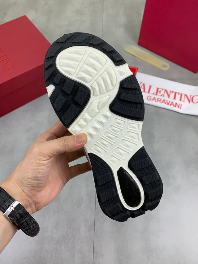 Valentino VLTN Beige Black Platform Sole Mesh And Suede Upper Chunky Sneakers 2