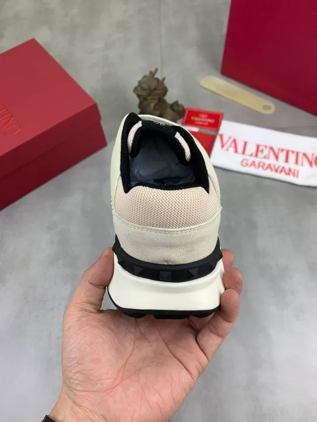Valentino VLTN Beige Black Platform Sole Mesh And Suede Upper Chunky Sneakers 3