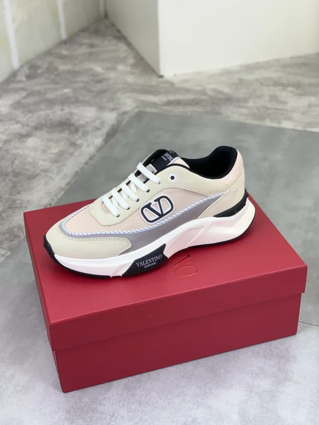 Valentino VLTN Beige Black Platform Sole Mesh And Suede Upper Chunky Sneakers 4