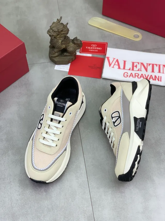 Valentino VLTN Beige Black Platform Sole Mesh And Suede Upper Chunky Sneakers 5