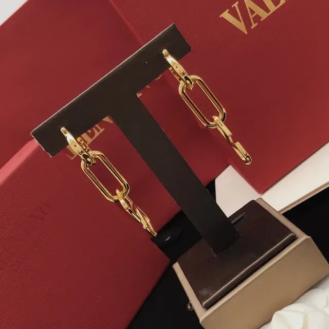 Valentino VLTN Chain-Link Gold-Tone Dangling Earrings 2