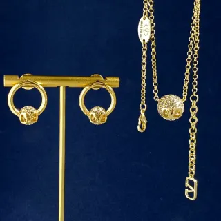 Valentino VLTN Gold Silver Pavé Crystal Earrings