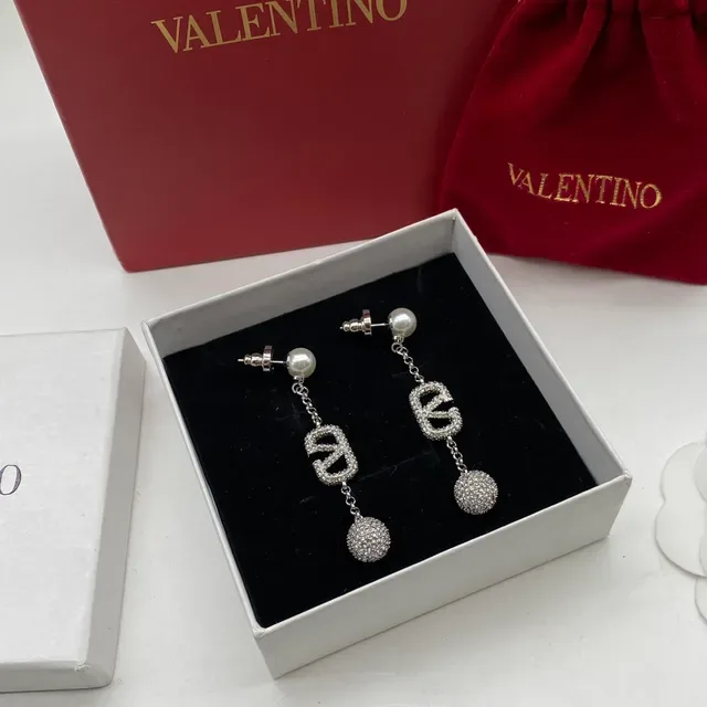 Valentino VLTN Pearl and Pavé Sphere Drop Earrings 3