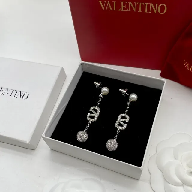 Valentino VLTN Pearl and Pavé Sphere Drop Earrings 4