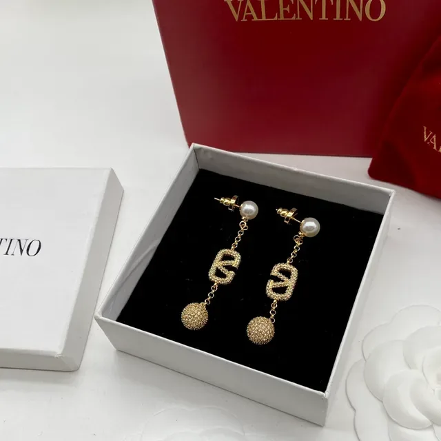 Valentino VLTN Pearl and Pavé Sphere Drop Earrings 5