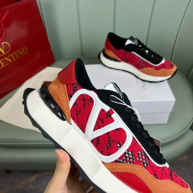 Valentino VLTN Runner Red Floral Lace Chunky Sneakers 3
