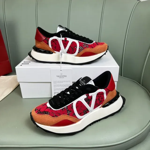 Valentino VLTN Runner Red Floral Lace Chunky Sneakers 7