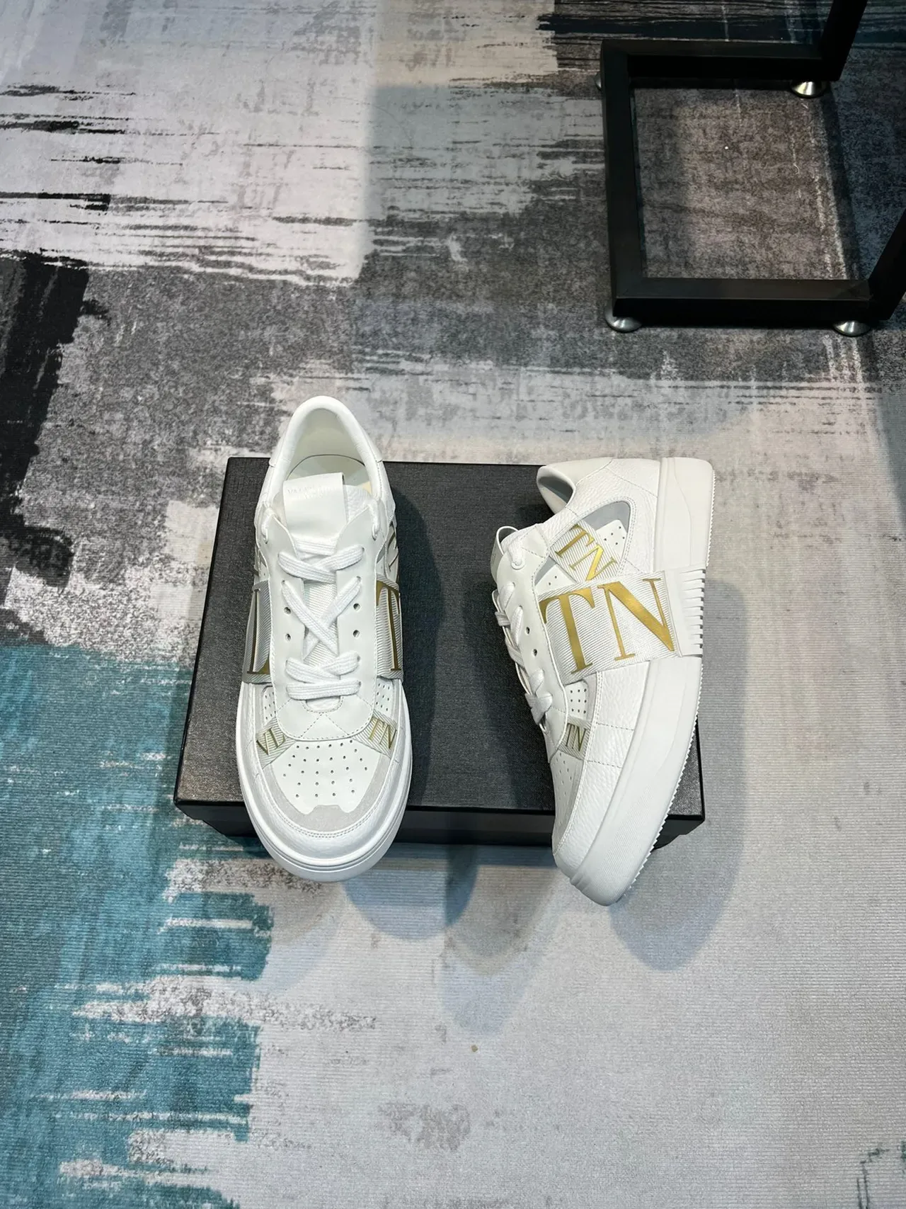 Valentino VLTN Zapatilla Blanca Dorado Cuero Superior Correa Estilo de Vida Zapatillas 4