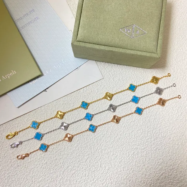 Van Cleef & Arpels Alhambra 蓝珐琅四叶草手链 5
