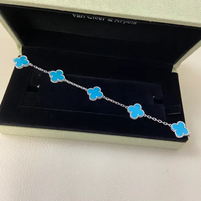 Van Cleef & Arpels Alhambra Blue Enamel Four-Leaf Clover Bracelets 3