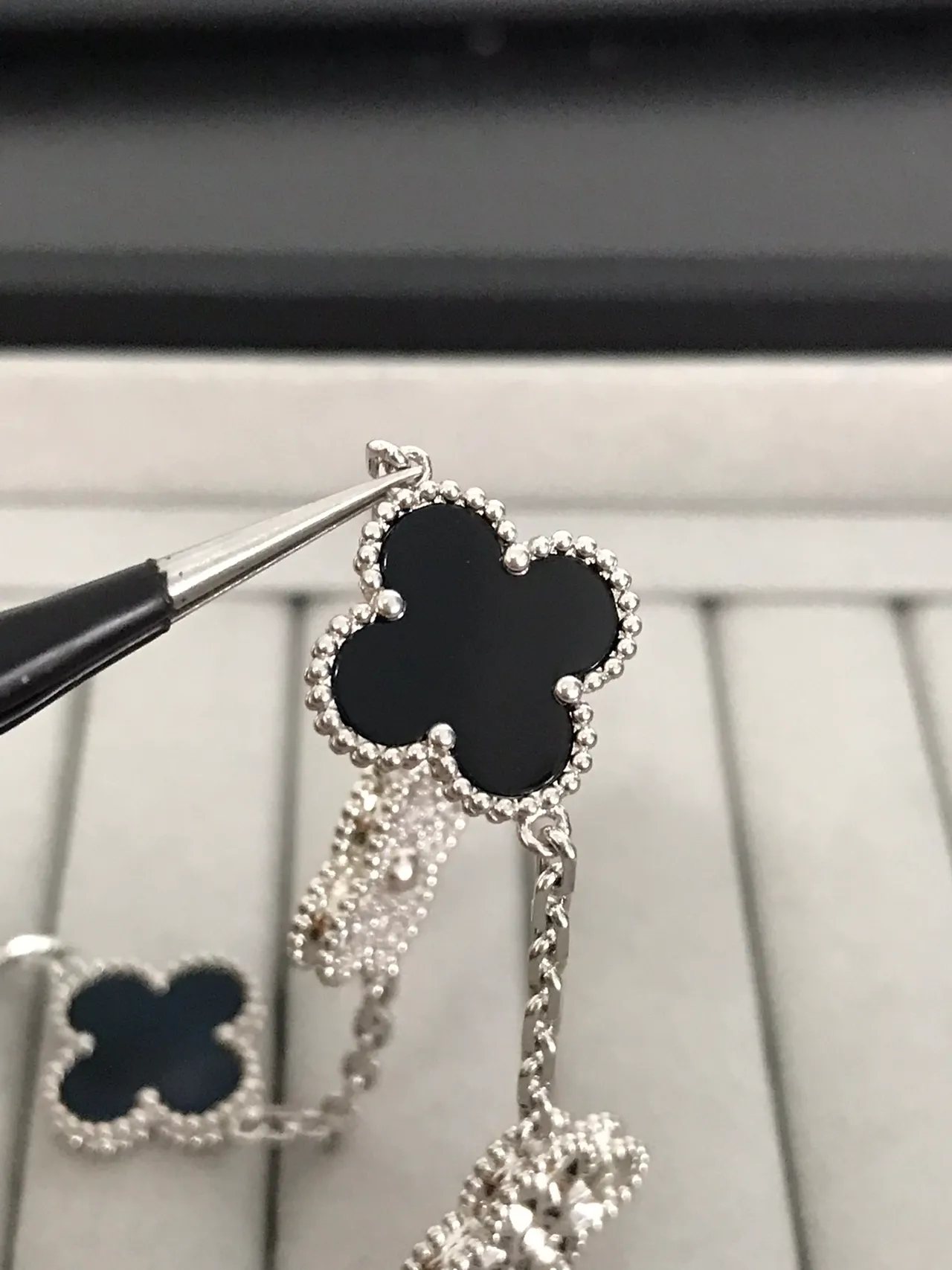 Van Cleef & Arpels Alhambra Five Motif Black Onyx and Diamond Bracelet 8