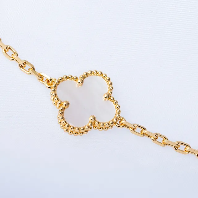 Van Cleef & Arpels Alhambra Five Motif White Mother-of-Pearl Gold Bracelet 3