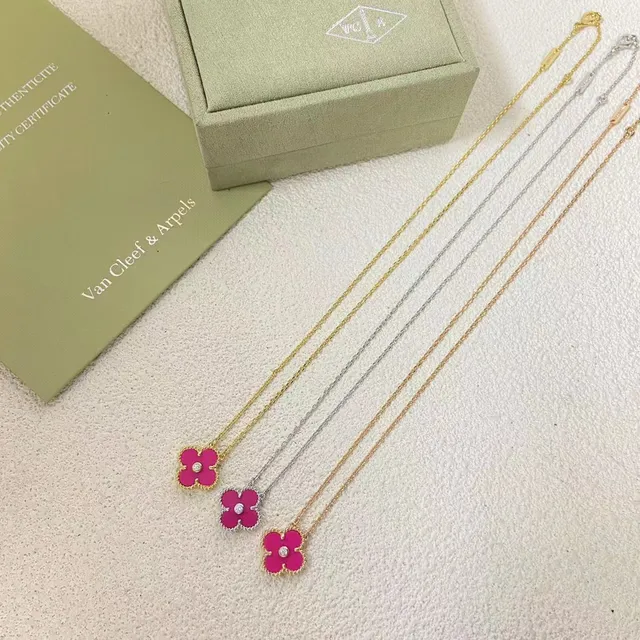 Van Cleef & Arpels Alhambra 紫红珐琅 四叶草项链 4