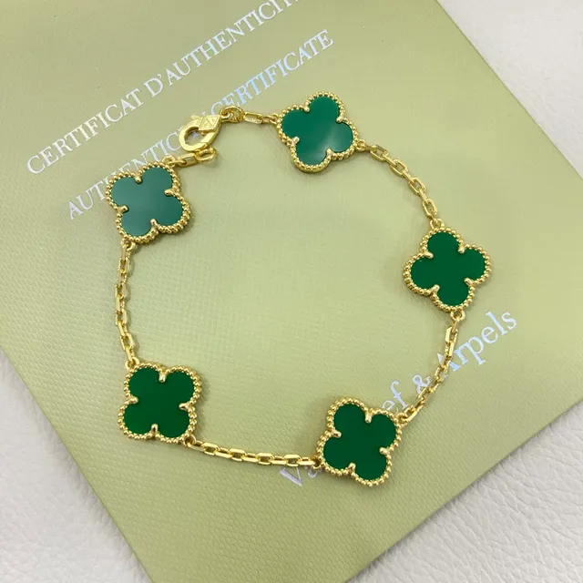 Van Cleef & Arpels Alhambra Émail Vert Trèfle à quatre feuilles Bracelet 3