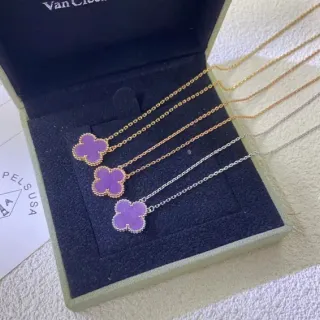 Van Cleef & Arpels Alhambra 紫色琺瑯 四叶草 项链