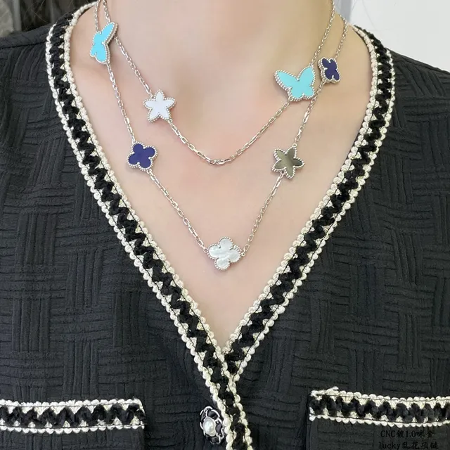 Van Cleef &amp; Arpels Lucky 多图案珐琅和珍珠母贝项链 8