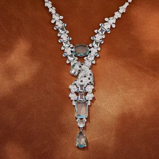 Van Cleef & Arpels Panthère Aquamarine and Diamond Panther Necklace