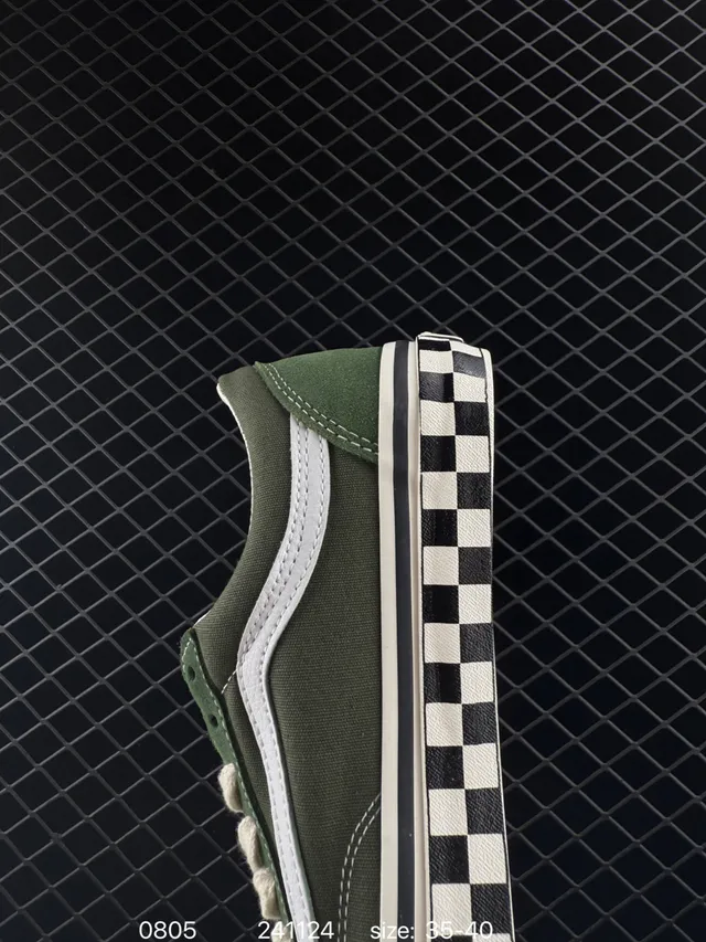 Vans Old Skool Verde Oliva à xadrez Tênis de Skateboard 3
