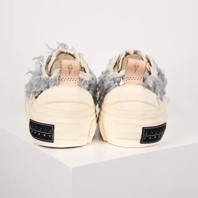 VEJA Beige Gray Fuzzy Textured Upper Sequin Embellishment Sneakers 8