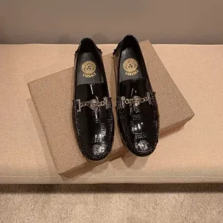 Versace Chain Reaction Black Patent Leather Loafers