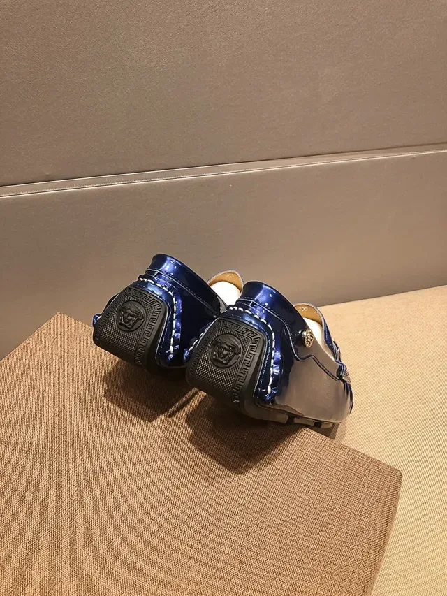 Versace Chain Reaction Glossy Blue Medusa Loafers 2