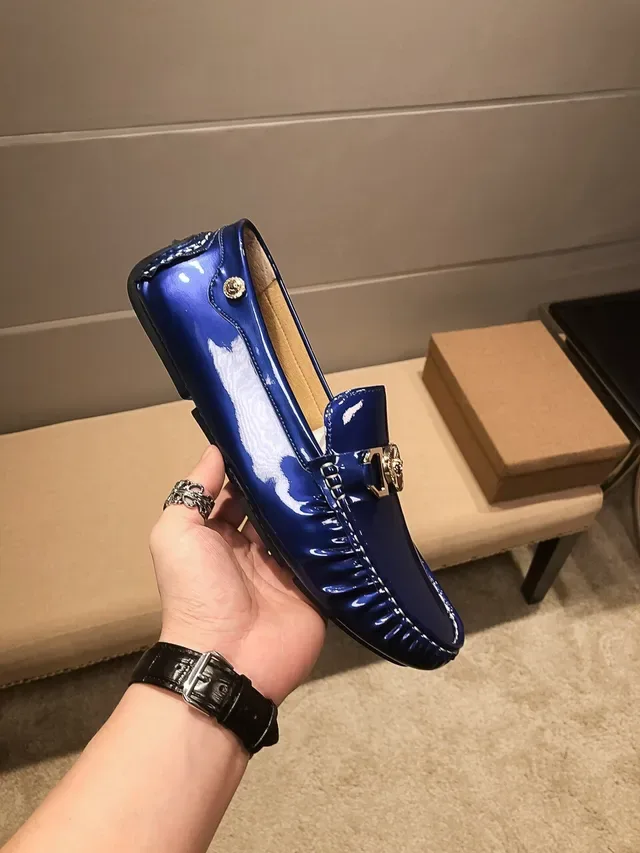 Versace Chain Reaction Glossy Blue Medusa Loafers 3